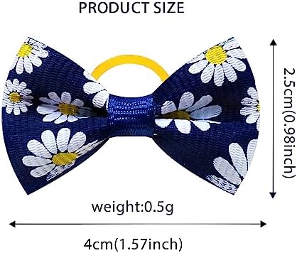 20Pcs/10 Pairs Daisy Yorkie Dog Puppy Hair Bows with Rubber Bands Hair Accessories Bow Pet Grooming Cute Pet Small Hair Bowknot (Daisy) - Image 2