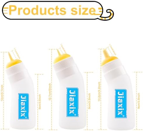 3 Pack Kitten Silicone Nursing Bottle,Silicone Feeding Nipple, Reusable Newborn Kitten Supplies, Suitable for Feeding Kitten, Puppy, Rabbit, Hamster (Yellow, Small+Medium+Large) - Image 2