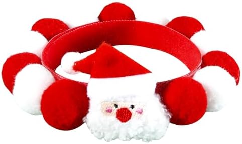 Elegant little tail Dog Christmas Costume 1PC Red Christmas Collar Soft Funny Pet Collars Headgear Adjustable Pom-Pom Headdress Cute Collar for Large Dog Pet Party Accessories Costume by Elegantlittletail