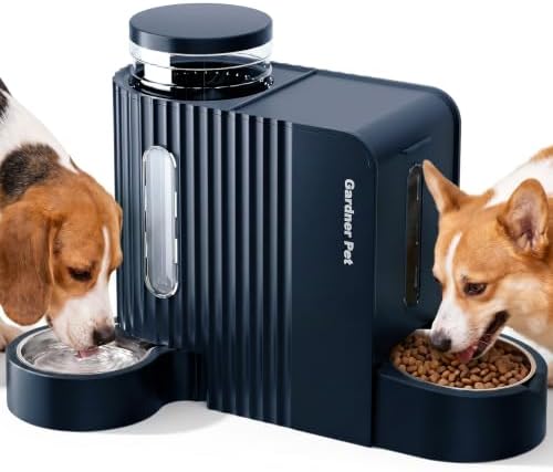 Gravity Automatic Cat Feeder, Water & Food Dispenser Set, Stainless Bowls by GardnerPet
