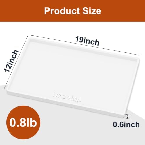 19" x 12" Extra Thick Silicone Mat Waterproof with Raised Edge, White - Image 7