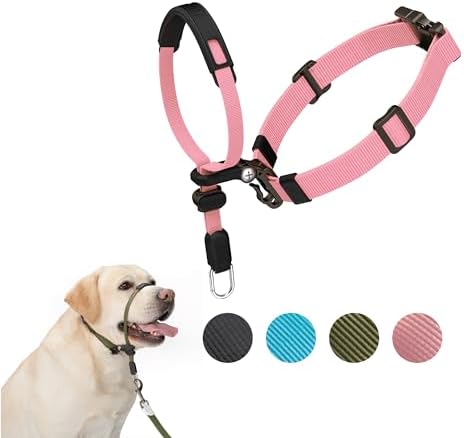 SVD.PET No-Pull Dog Headcollar for Easier Walks, Chew-Proof Protector to Increase Comfort, Simple Design, Easy to Wear and Adjust (Medium Size for Small and Medium Size Dogs, Pink) by SVDPET