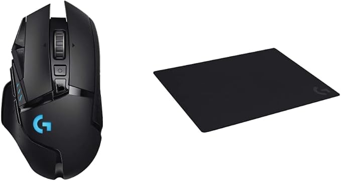Logitech G502 Lightspeed Wireless Gaming Mouse with Lightsync RGB - Black Logitech G640 Large Cloth Gaming Mouse Pad, Optimized for Gaming Sensors Mac and PC Gaming Accessories by Unknown