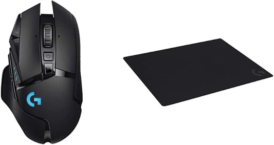 Logitech G502 Lightspeed Wireless Gaming Mouse with Lightsync RGB - Black Logitech G640 Large Cloth Gaming Mouse Pad, Optimized for Gaming Sensors Mac and PC Gaming Accessories by Unknown