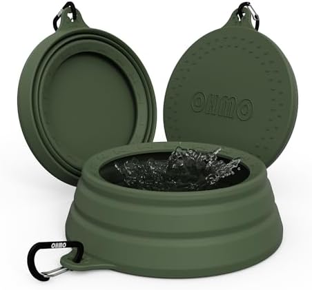 OHMO Spill Proof Collapsible Dog Bowl, 34oz Portable Dog Water Bowl by OHMO