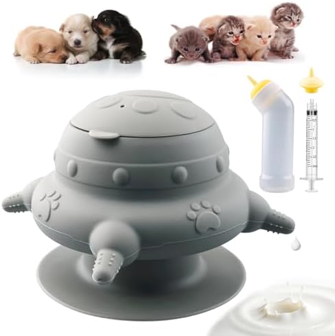 Pet Nursing Kit, Puppy Milk Feeder Bottle, Silicone Feeding Nipple for All Breed of Puppy, Kittens and Other Animals (Grey) by XuanDa