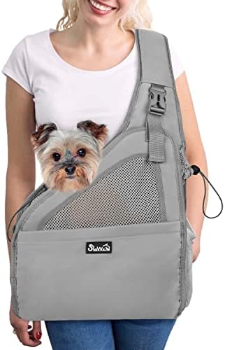 SlowTon Dog Sling Carrier, Hands Free Hard Bottom for Small Dogs up to 11lb by SlowTon