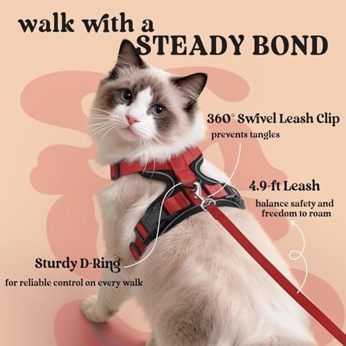 rabbitgoo Cat Harness and Leash Set, Escape Proof Vest, Black & Red - Image 5