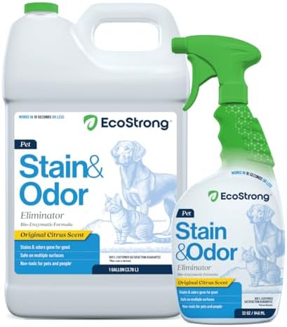 Eco Strong Pet Stain and Odor Remover - Cat Urine Enzyme Cleaner Destroyer, Urine Destroyer for Dogs, Pet Urine Enzyme Cleaner - 160 Oz by EcoStrong