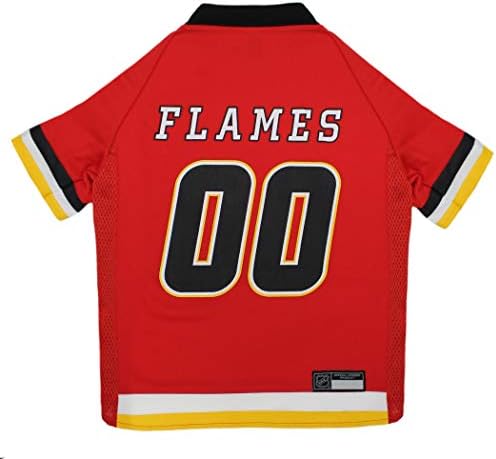 NHL Calgary Flames Jersey for Dogs & Cats, X-Large. - Let Your Pet Be A Real NHL Fan! by PETSFIRST