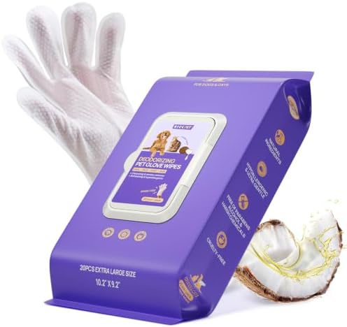 HICC PET Dog Wipes for Dogs & Cats, Glove Design, 20 Count by HICCPET