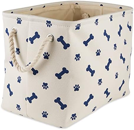 Bone Dry Pet Storage Collection Paw and Bone Print, Small Rectangle, 14x8x9", Nautical Blue by BoneDry