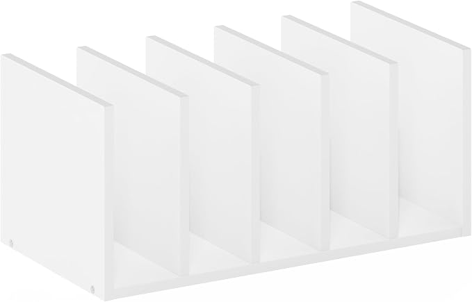 Furinno HERMITE Desk File Folder Organizers, 5-Space Vertical Desktop Office Organization Racks, Desk Top Display Book Shelf, for Paper, Office Supplies, Magazine, White - Image 5