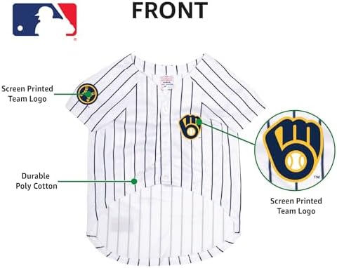 Official MLB Milwaukee Brewers Pet Jersey for Dogs & Cats, Size X-Large - Stylish Baseball Jersey for Your Furry Fan- Show Off Team Spirit with The Perfect Fan Apparel Gear for Pet, Dog & Cat - Image 6