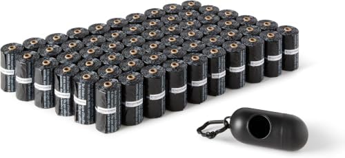 Amazon Basics Dog Poop Leak Proof Bags with Dispenser and Leash Clip, Unscented, 13" x 9", (60 Rolls), 900 Count (Pack of 6) by AmazonBasics
