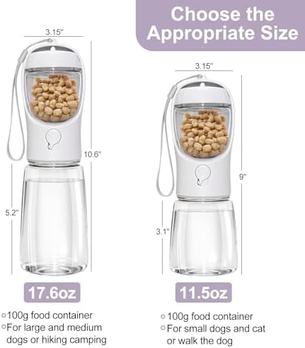 Portable Dog Water Bottle with Food Container, Drinking Bottle for Travel - Image 3