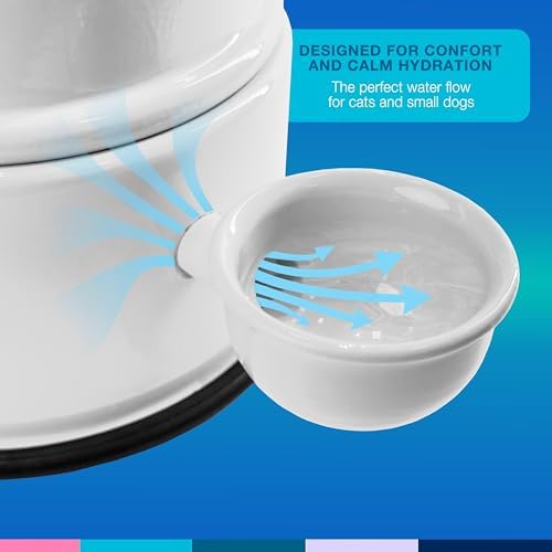 Pet Water Dispenser for Dogs and Cats, 47.3 oz – Gravity-Fed Aluminum Water Bowl, Prevents Wet Fur, Provides Continuous Fresh Water, Electrostatic Coated Finish, (White) - Image 4