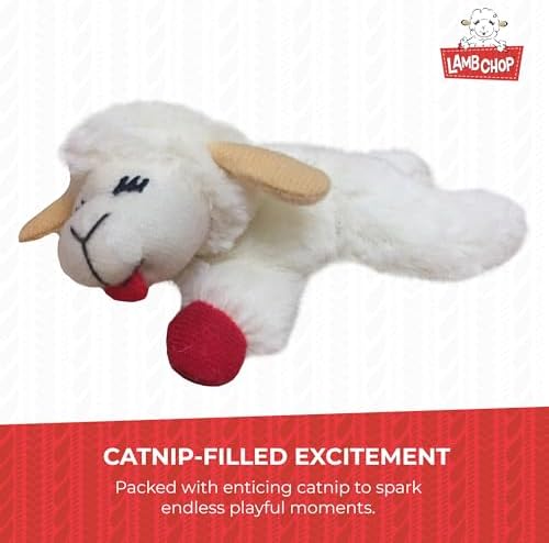 Multipet Lamb Chop Cat Plush Toy w/Catnip - Small Cat Chew Toy - Image 6