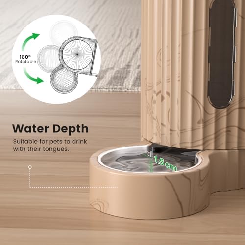 Gardner Pet Gravity Automatic 2-in-1 Pet Feeder, 0.8 Gallons*2 Cat Feeder and Water Dispenser Set, 100% BPA-Free and Stainless Steel Water Bowl for Dogs, Cats, Rabbits, Puppies (Light Woodgrain) - Image 5