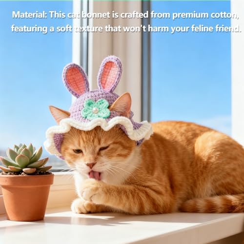 Cute Cat Hats Costume Suitable for 5 to16 lbs - Rabbit Kitten Hat Head Circumference 11" or Less Cat Hats for Cats only Pet Christmas Photography Outfits - Image 4