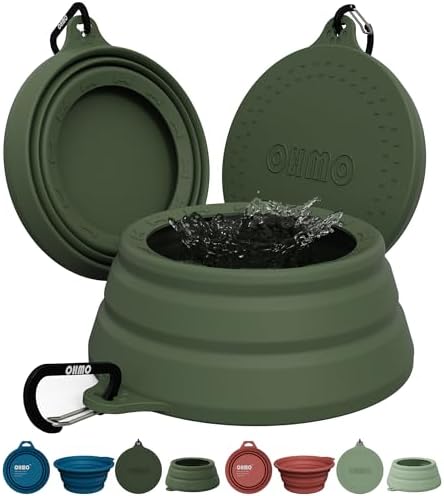 OHMO Spill Proof Collapsible Dog Bowl, 24oz Portable Dog Water Bowl by OHMO