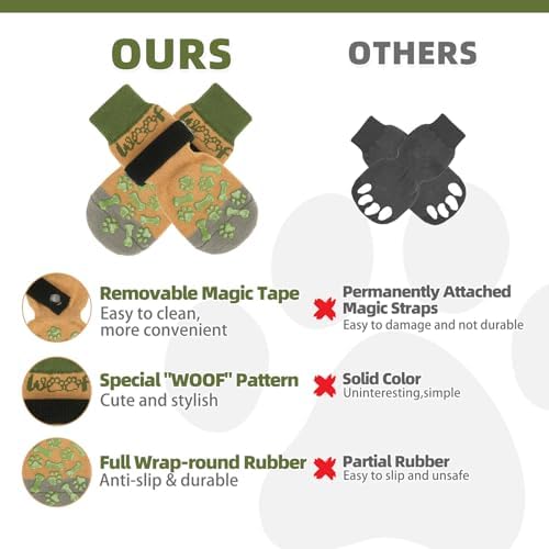 KOOLTAIL Dog Socks Shoes for Hot Pavement to Prevent Licking Paws, Winter Dog Boots&Paw Protector for Hardwood Floors Anti Slip,Traction Control Grip Booties for Small Medium Large Senior Dogs,Green L - Image 5