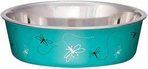 Loving Pets Bella Dog Bowls- Stainless Steel Dog & Cat Bowls - Spill Proof Dog Food Bowl, Cat Bowl, Puppy Essentials & Pet Supplies Great for Home & Travel (Medium 20-35 lbs, Dragonfly) by Loving+Pets