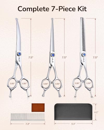 ULG 7.5in 3‑Piece Shears Set (Curved/Straight/Snag‑Free), Pouch - Image 2