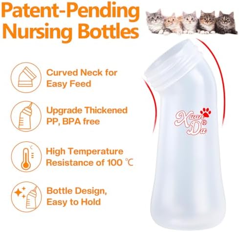 Pet Feeding Bottle,3 Pack Wide Mouth Angled Nursing Bottle, 3 Sizes Nipples with Ventilation Valve Resistant Tearing Perfect for Puppies, Kittens, Small Wildlife(Yellow) - Image 6