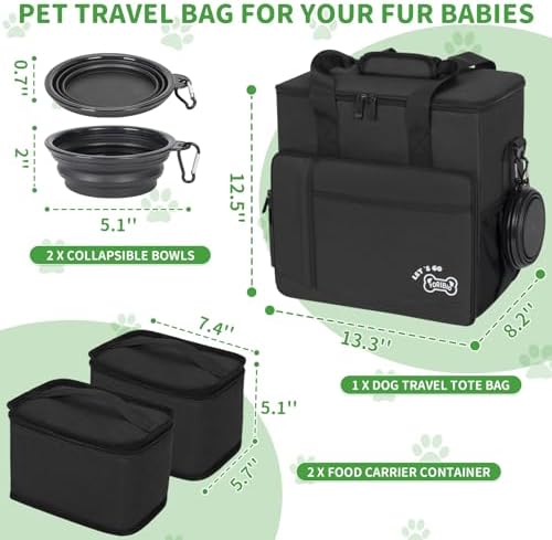 TORIBIO Large Dog Travel Bag for Supplies with Food Bowl - Image 6