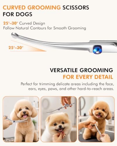 Curved Dog Grooming Scissors, 7.7 Inch Pet Grooming Shears - Image 5