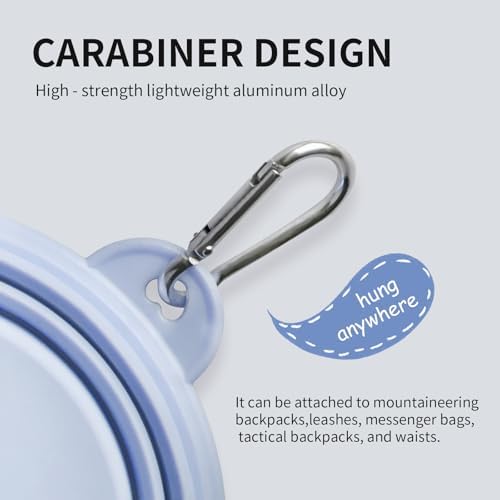 Collapsible Dog Bowls 2-Pack, Portable Travel Dog Bowl with Carabiner, Food-Grade Silicone Pet Bowl for Hiking, Walking (Macaron Blue and Green) - Image 4