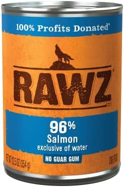 Rawz 96% Meat Canned Wet Food for Dogs 12 Pack/ 12.5 oz. Cans (Salmon) by RawzNaturalPetFood
