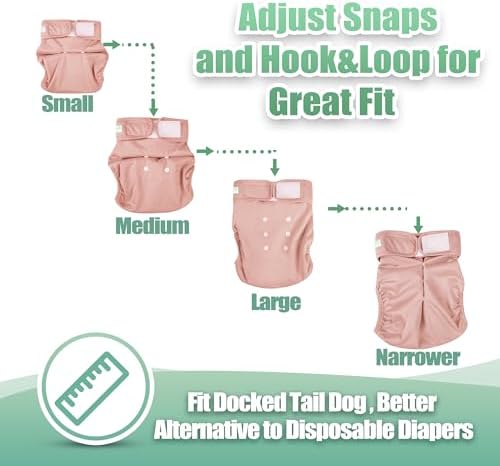 wegreeco Frenchie Dog Diapers Female No Tail Hole, Washable Pet French Puppy Bulldog Diapers Female for Period Heat, Reusable Doggy Doggie Dog Diapers （Small） - Image 5