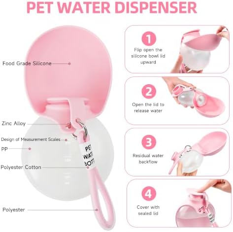 Dog Water Bottle Portable Pet Travel Bowl 2in1 Pet Drinking Feeder for Walk Outdoor 13.5oz Leak-Proof Dog Water Dispenser - Image 3