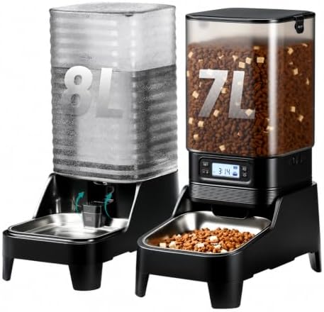 Marchul 15L Automatic Cat Feeder and Water Dispenser, Programmable Feeder by Marchul