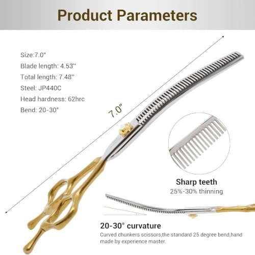 Dog Grooming Scissors,7.0'' Pet Curved Thinning Shears - Image 2