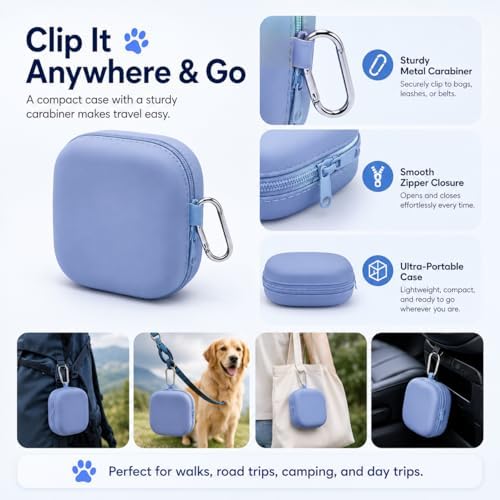 Portable Dog Bowl, Collapsible 2-in-1 Travel Dog Bowls with Carabiner Clip, Silicone Double Pet Food and Water Dish for Outdoor Camping and Hiking (Blue) - Image 5