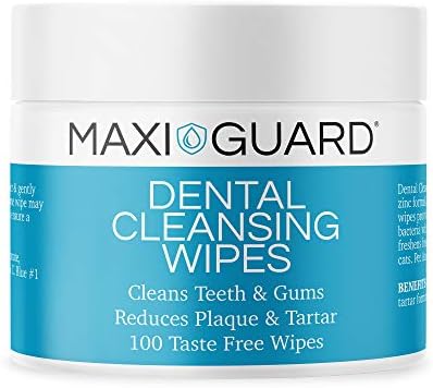 MAXI/GUARD Dental Cleansing Wipes for Dogs, Cats, Horses and Companion Animals (100 Wipes), Light Blue/White by Maxi-Guard