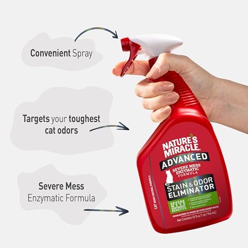 Nature’s Miracle Advanced Cat Stain & Odor Eliminator, Severe Mess, 32 oz - Image 6
