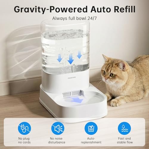PAWGETHER® Automatic Cat Water Dispenser with 1 Filter Gravity Water Bowl for Dogs, 1 Gallon/3.5L Dog Water Bowl Dispenser, Cat Waterer, Easy to Fill - Image 2