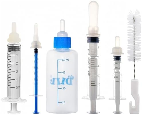 Kitten Bottle Feeding Kit, Kitten Milk Replacement 1ml 3ml 5ml 10ml 60ml Kitten Bottles for Nursing Newborn Kittens Puppy Rabbit Hamster Small Animals by BuyNow