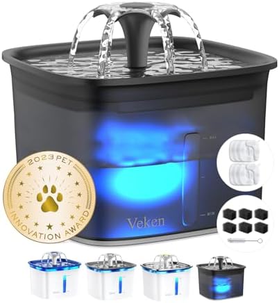 Veken Innovation Award Winner 95oz/2.8L Cat Water Fountain, C1 Classic by Veken