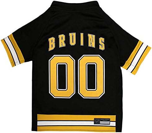 NHL Boston Bruins Jersey for Dogs & Cats, Small. - Let Your Pet Be A Real NHL Fan! by PETSFIRST