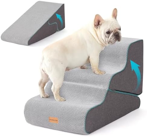 Gardner Pet Dog Stairs for Small Dogs 16.5" H, 2 in 1 Transformable 3-Step Pet Stairs and ramp, Dog Steps for Couch (13-20 in) with Durable Non-Slip Waterproof Cover and CertiPUR-US Certified Foam by GardnerPet