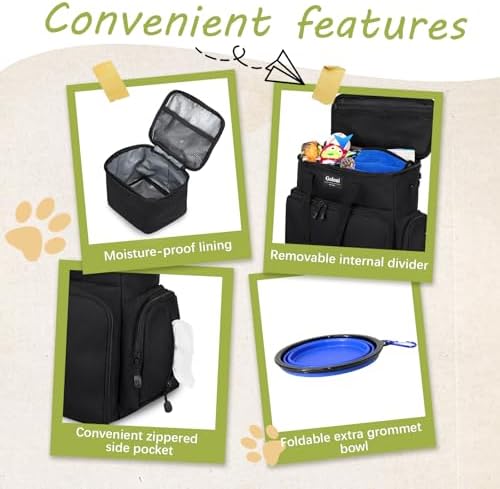Dog Travel Bag Airline Approved–Pet Travel Tote with Collapsible Bowls,Food Containers & Feeding Mat–Multi-Pocket Organizer for Dogs & Cats, Durable & Water-Resistant for Hiking,Trips,Outdoors - Image 5