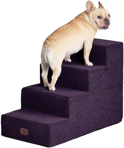 EHEYCIGA Dog Stairs for Bed 20" H, 4-Step Extra Wide Dog Steps, Purple by EHEYCIGA