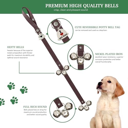 Caldwell's Pet Supply Co. Dog Potty Bells, Dog Door Bell, Bells To Go Outside, Potty Training Bell, Dogs Doorbell, Dogs Potty Doorbell, Ring To Go Pee, All Breed Puppy Training Tool - Brown (Set of 2) - Image 2