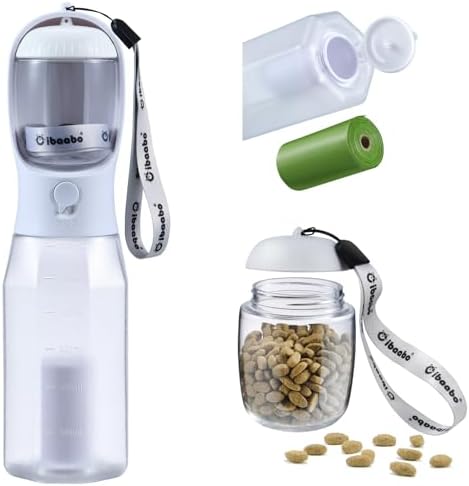 Cibaabo Dog Water Bottle with Food Container & Poop Bag Holder & Filter by Cibaabo