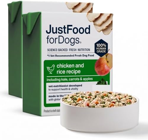 JustFoodForDogs Pantry Fresh Wet Dog Food,Complete Meal or Dog Food Topper,Chicken & White Rice Human Grade-Dog-Food Recipe - 12.5 oz,(Pack of 24) by JustFoodForDogs